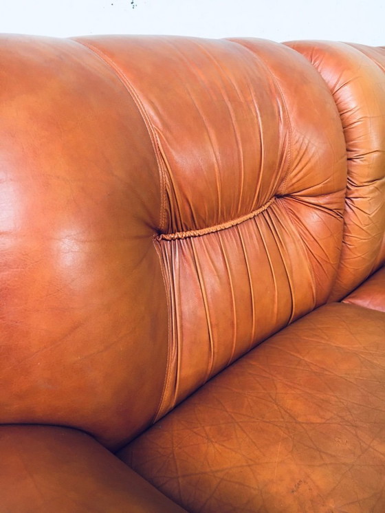 Image 1 of 1970's Midcentury Modern Italian Design by Adriano Piazzesi Leather 3 Seat Sofa