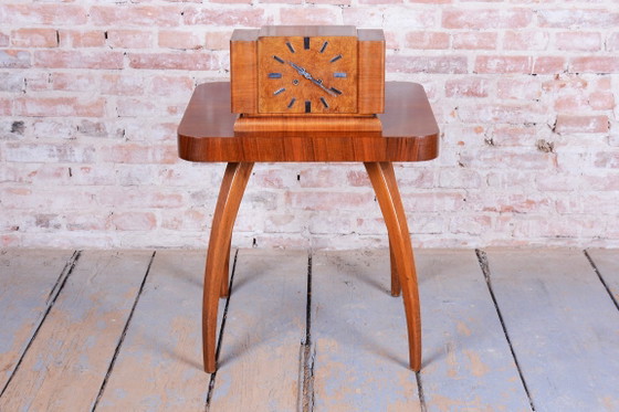 Horloge de Table Art Déco Originale, Noyer, Poli Restauré, Tchèque, Années 1920 – Pendules, Metal, Wood (photo 9 of 20)