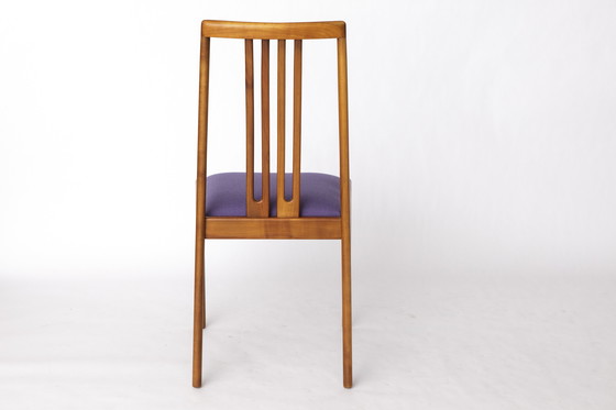 Image 1 of 1 of 11 Vintage Chairs by Lübke – 1960s-70s Beech Wood & Violet Textile Upholstery