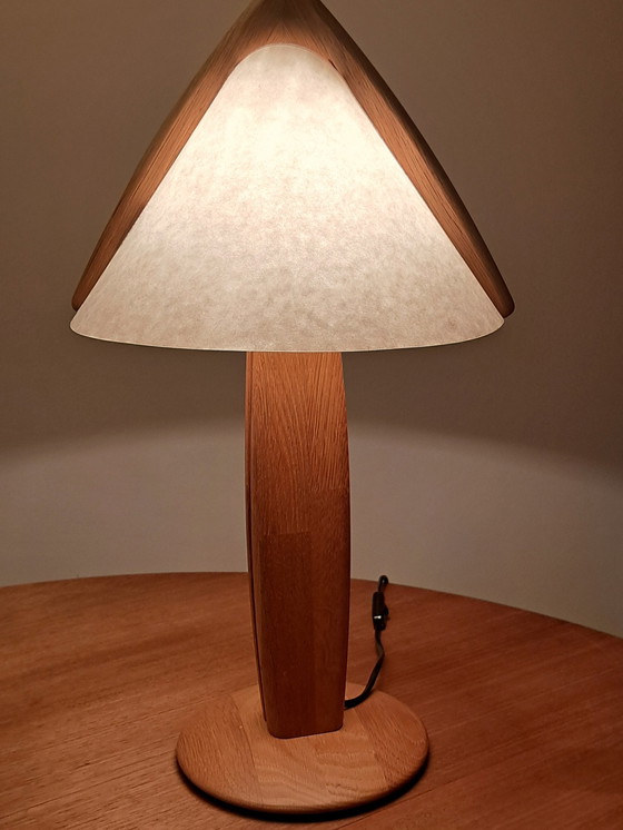 Image 1 of DOMUS Table Lamp Type 7701 – Solid Wood – Lunopal Shade – Design Classic