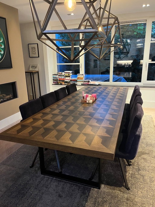 Set aus 8 Esszimmerstühlen, grauem Samt