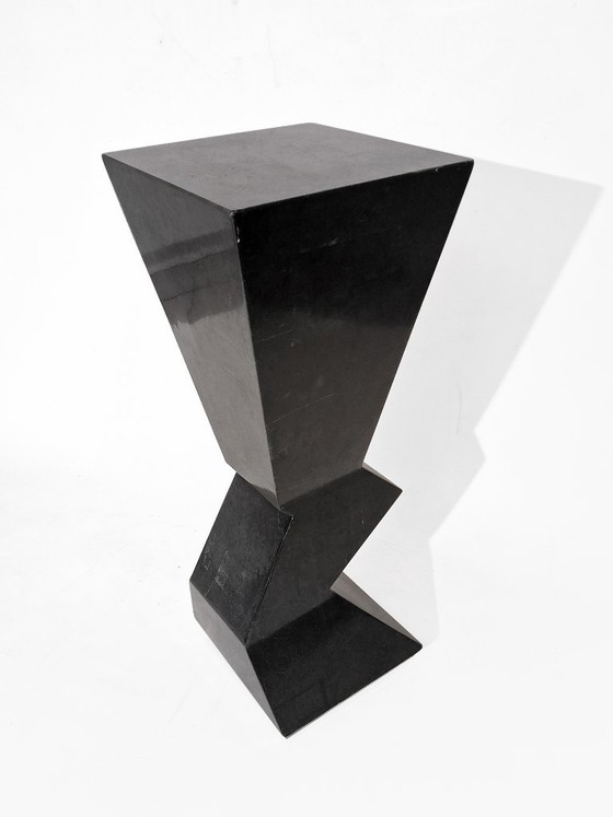 Decoratieve zuil bijzettafel "Zigzag" – Metal, Vintage (photo 5 of 13)