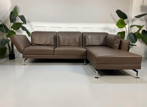 Brühl Moule Ecksofa Leder Sofa Braun Schlaffunktion