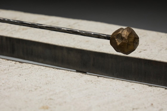 Image 1 of Thomas Serruys salontafel in brutalistische stijl, staal en steen, België, 2019