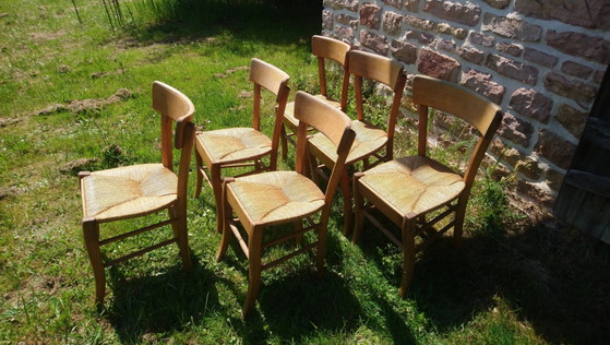 6 sedie da bistrot in paglia e faggio – Sedie da pranzo, Wood, Vintage (photo 5 of 15)