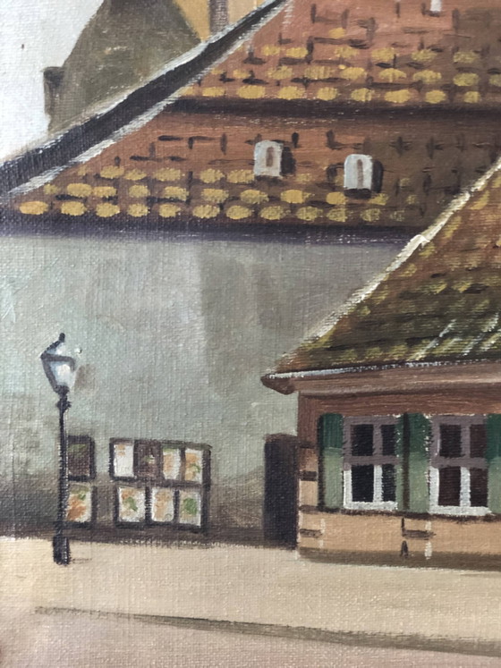 Image 1 of Grande peinture à l'huile originale d'époque représentant un cottage à la campagne, vers 1923