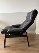 Fauteuil vintage en cuir noir