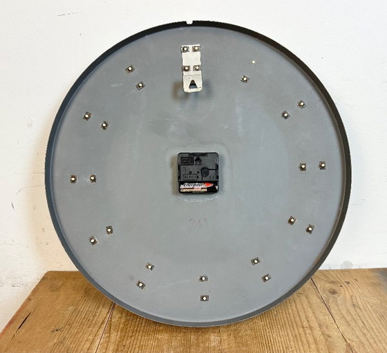 Image 1 of Grey Industrial Office Wall Clock from Pragotron, 1970s