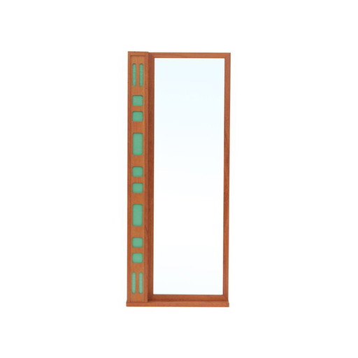 Miroir scandinave en teck avec tablette