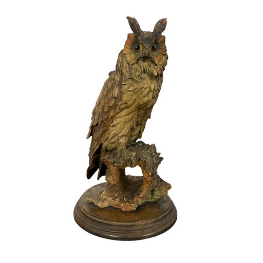 Vintage Owl Sculpture by J. Juarez