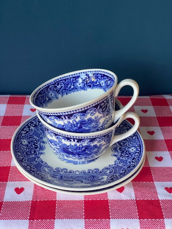 Image 1 of Petrus Regout Maastricht Castillo set of 2 vintage cups and saucers