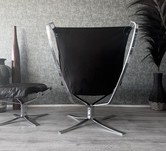 Image 1 of Fauteuil et repose-pieds Vintage Falcon – Sigurd Resell – Chrome