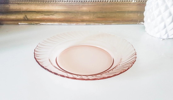 6 Piatti Fondi in Vetro Rosa Luminarc Rosaline Modello Depressione – Stoviglie, Glass, Vintage (photo 9 of 10)