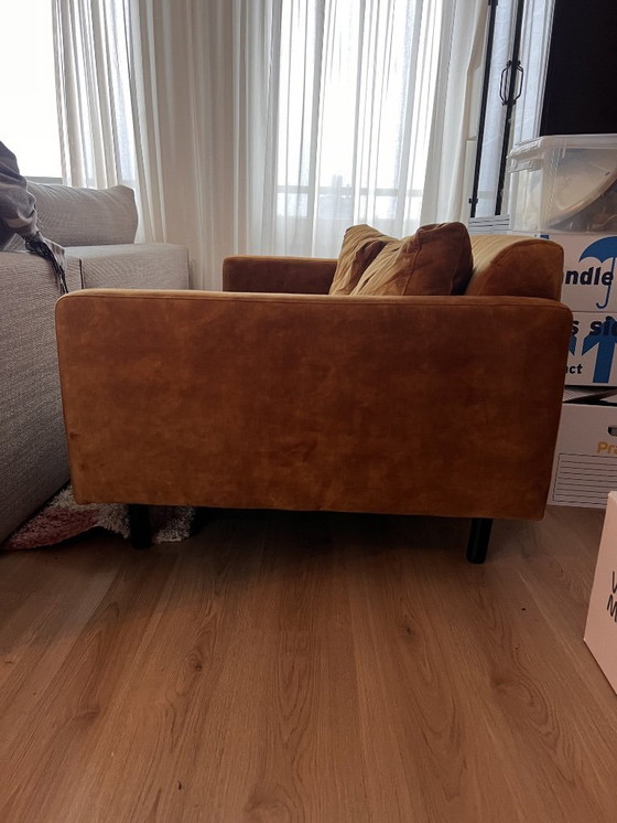Image 1 of Okergele velvet 3-zitsbank