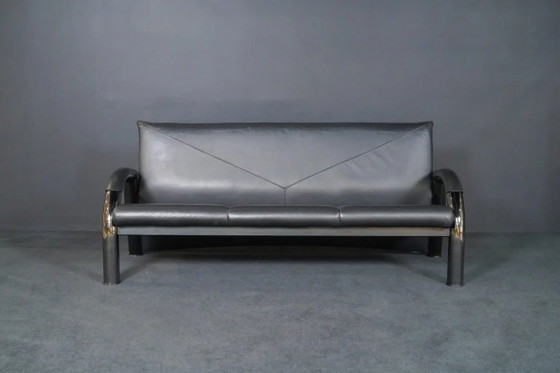 Klöber Leather Sofa Set 3-Seater, 2-Seater and Armchair – Seating area, Metal (photo 3 of 9)