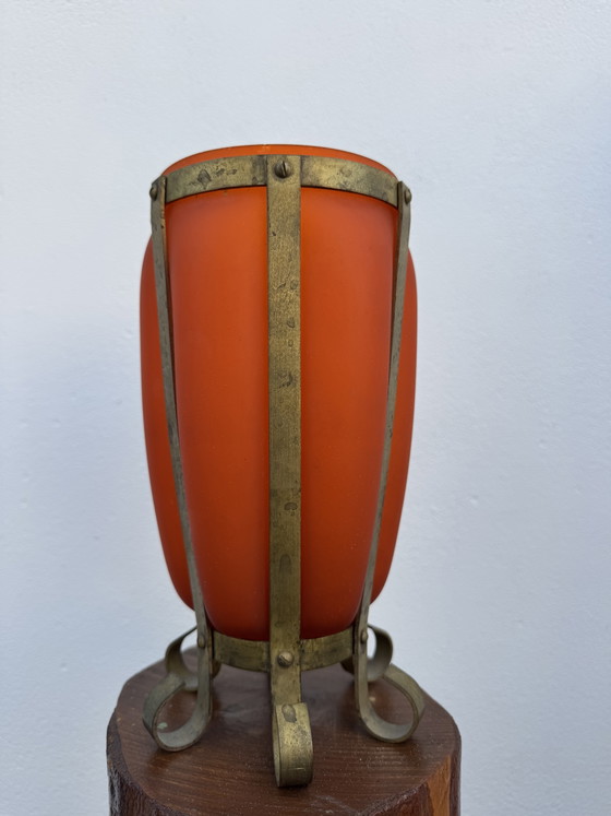 Vaso in pasta di vetro satinato con montatura in ottone anni '60 – Vasi, Glass, Brass (photo 5 of 15)