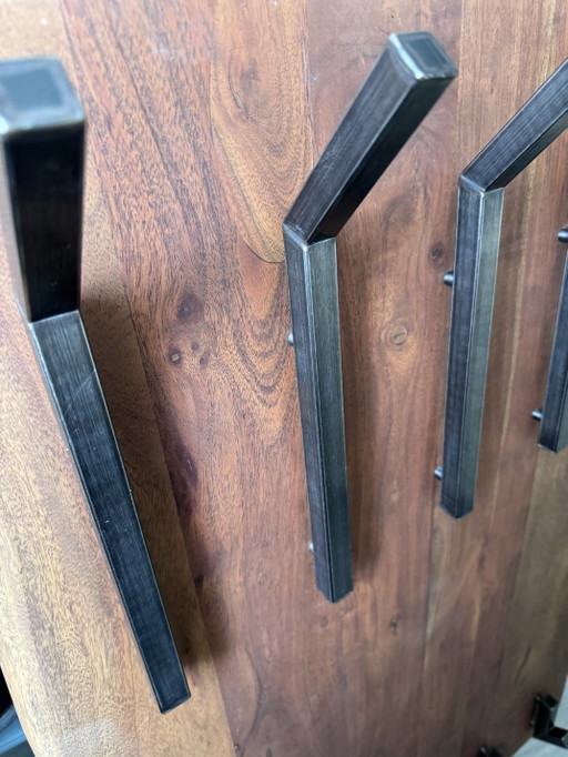 Einzigartige Garderobe aus massivem Akazienholz mit 10 Haken, 68 x 13 x 100 cm – kapstokken, Wood (photo 2 of 4)