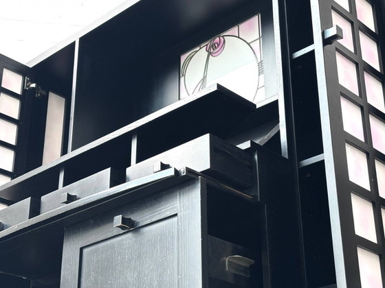 Remodeled sideboard by Charles Rennie Mackintosh, 1970s, for the Bern Casino – Glass, Wood (photo 14 of 18)