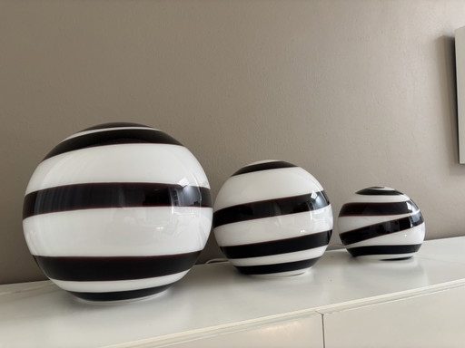 Set of 3 vintage ILU design table lamps – tafellampen, Glass