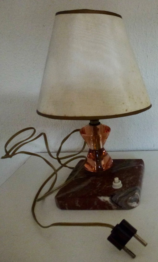2 lampes de table vintage sur socle en marbre.