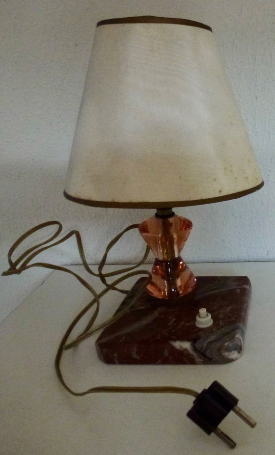 Image 1 of 2 lampes de table vintage sur socle en marbre.
