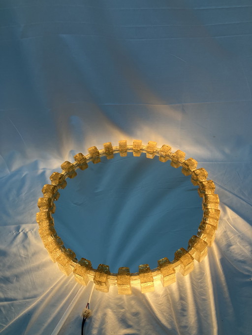 Vintage Hillebrand plexiglazen ronde spiegel met verlichting