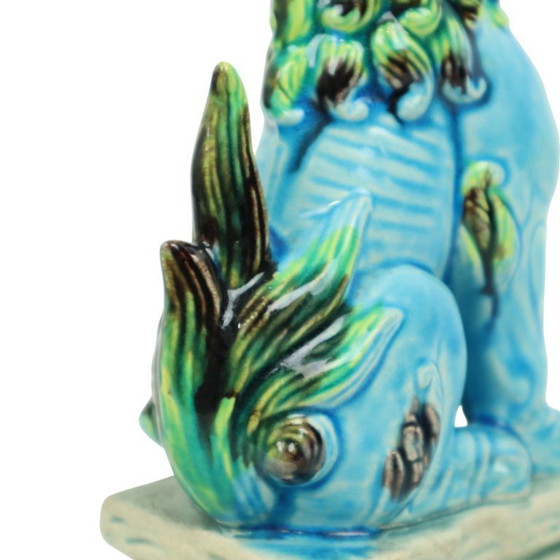 Image 1 of Perros Foo chinos de cerámica azul