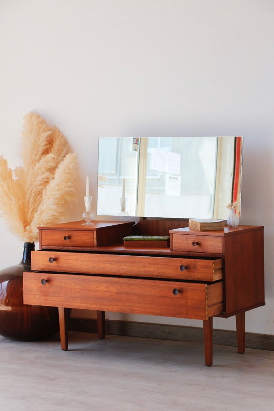 Image 1 of Vintage teakhouten kaptafel Avalon - Scandinavisch design uit het midden van de 20e eeuw