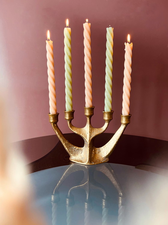 Image 1 of ¡Único! Candelabro de latón Van Gilde de mediados de siglo.