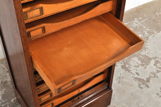 Image 1 of Vintage English Roller Door Cabinet in Oak 1930s