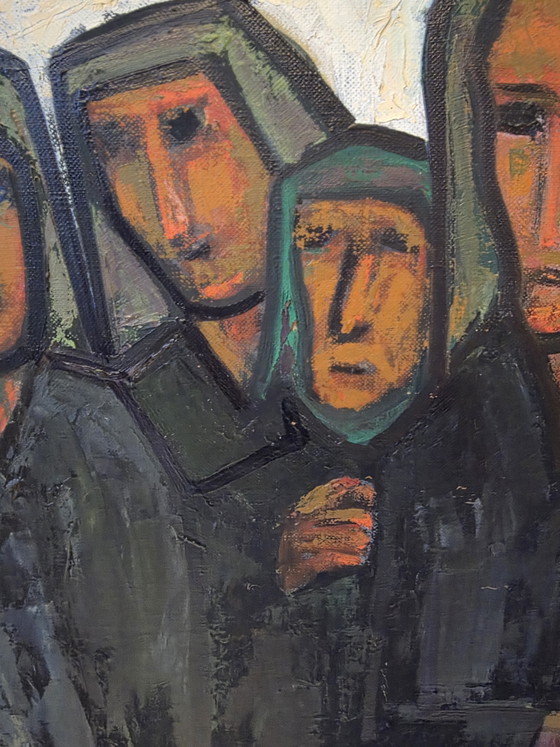 André Bulthé (1923–1996) – Portrait expressif de quatre figures – Huile sur toile – Peintures et dessins (photo 11 of 12)