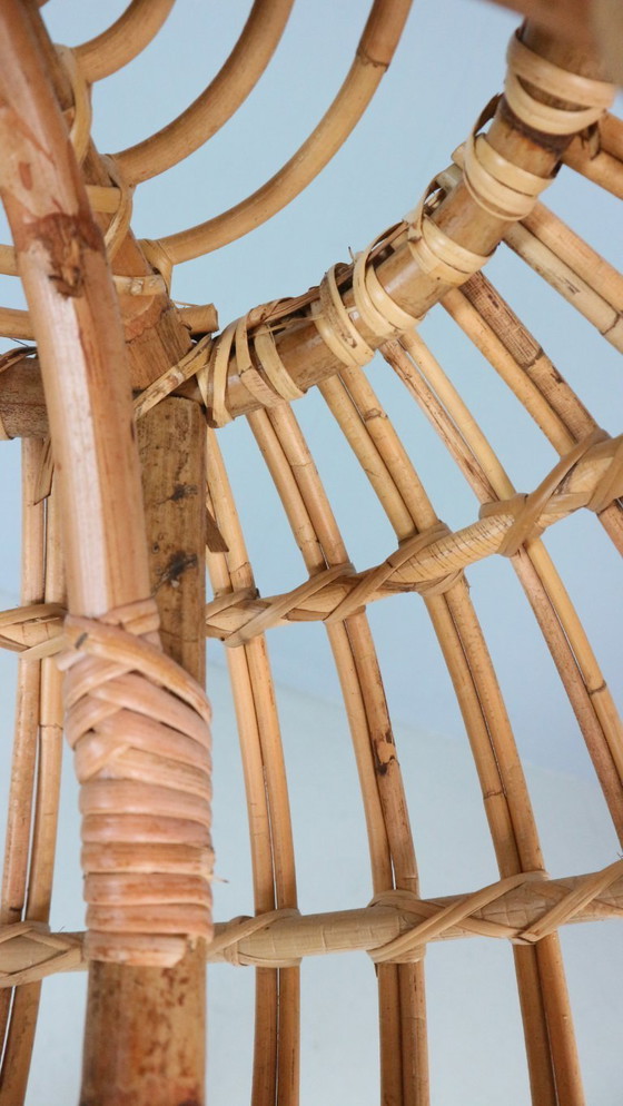 Image 1 of Pouf, jardinière, tabouret ou table d'appoint en rotin vintage des années 1960 par Dirk van Sliedrecht