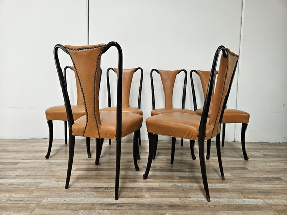 Set van 6 eetkamerstoelen van Vittorio Dassi uit de jaren 1950. – Wood (photo 2 of 17)