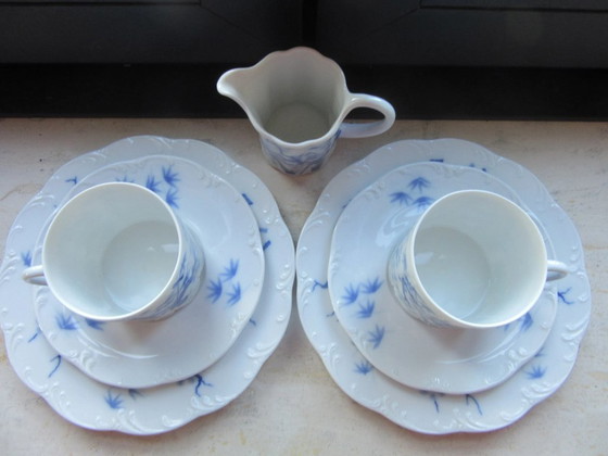Rosenthal Manufaktur Selb: 2 Cups, 2 Saucers, 2 Side Plates + Creamer - Blue White Cherry Blossom Tree, Very (photo 2 of 6)