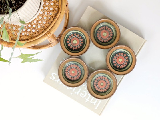 Image 1 of Set di 5 sottobicchieri in ceramica vintage | KMK Germania Ovest |1960s