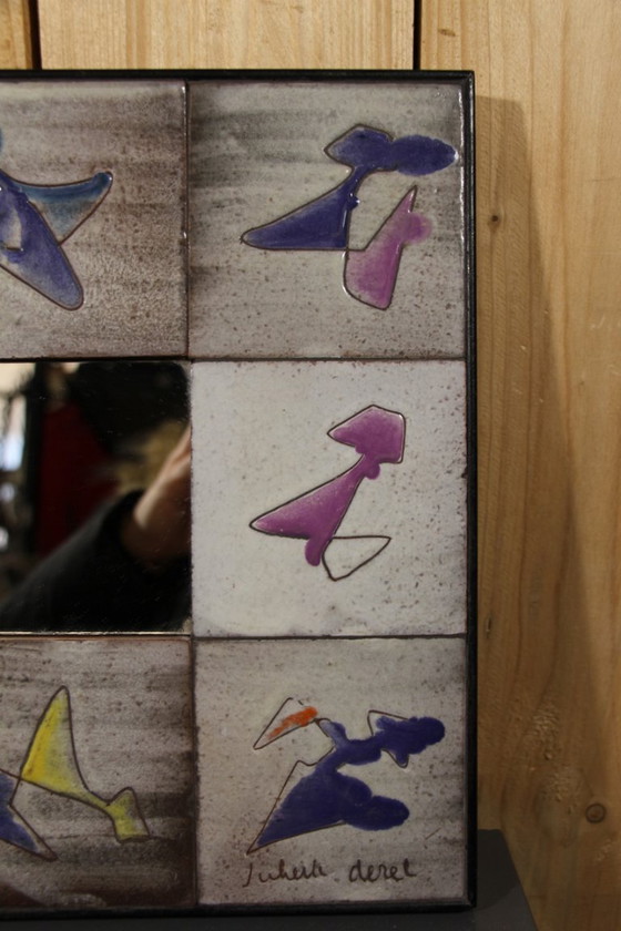 Image 1 of Vintage ceramic wall mirror by Juliette Derel - Vallauris