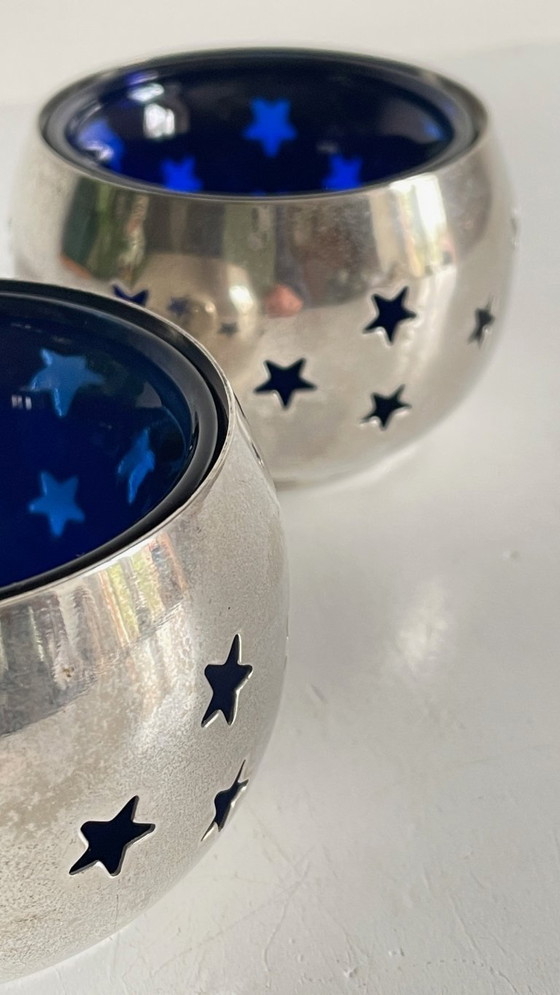 Image 1 of PHOTOPHORES Métal Argenté et Etoiles