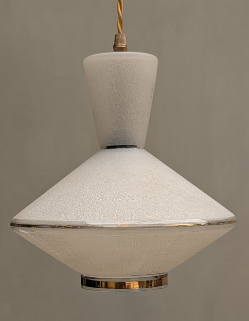 Suspension française en verre dépoli, années 60
