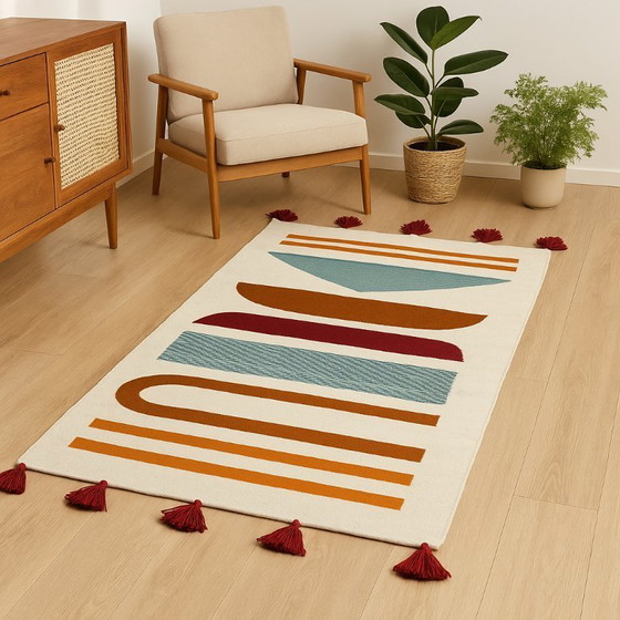 Image 1 of Vintage Handmade Kilim of Wool - 90x160 cm - Geometric Design