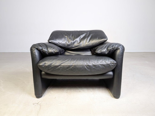 Cassina Maralunga Sessel Vintage Vico Magistretti Leder schwarz