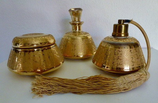 Vintage Boudoir Set / Toilet Set / Dressing Set, Filigree Gold.