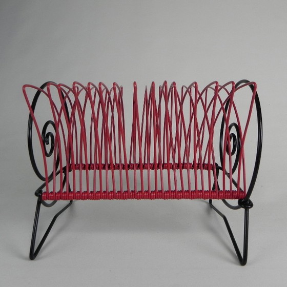 Record rack for singles or LPs, 1950s – Magazine rack, Iron, Plastic (photo 4 of 10)