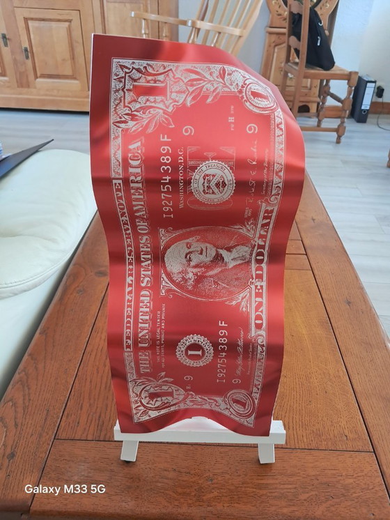 Image 1 of Karl Lagasse - One Dollar Rosso Bianco - Sculpture Aluminium