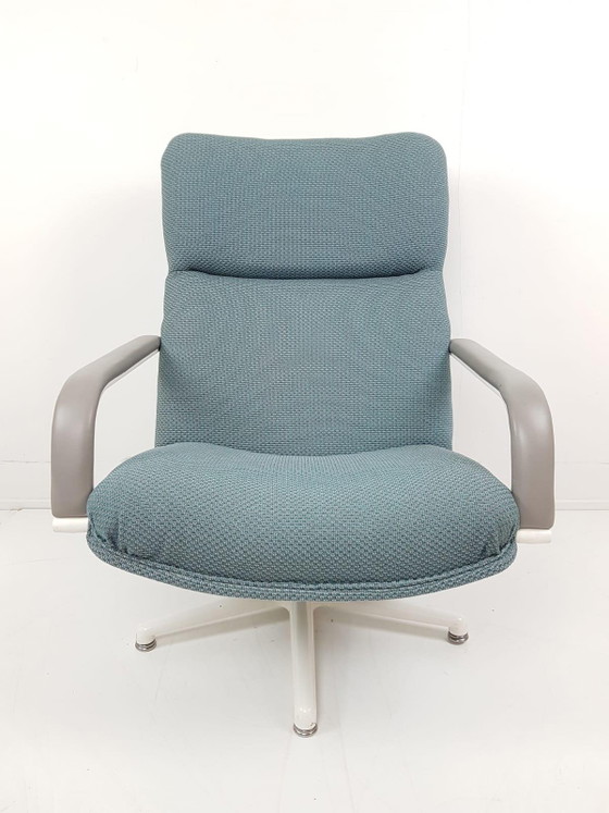 Artifort Draaifauteuil Blauwe Ploegstof Nieuw Gestoffeerd – Metal, Textile (photo 6 of 11)
