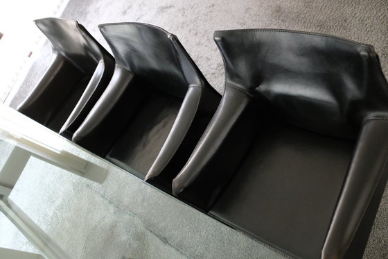 Image 1 of 6x poltrone Cassina in pelle nera CAB con braccioli