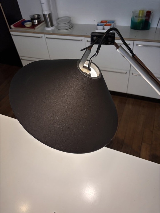 Image 1 of Lampada Aggregato con morsetto Enzo Mari e Giancarlo Fassina per Artemide 1974 Metallo plastica grigia Vintage