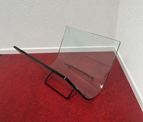 Vintage Glass Magazine Rack Fiam Italia – Metal (photo 4 of 5)