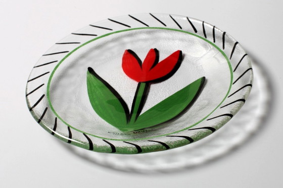 Piatto in vetro vintage Kosta Boda / Red Tulip Design di Ulrica Hydman Vallien / Svezia / 1991 (photo 5 of 6)