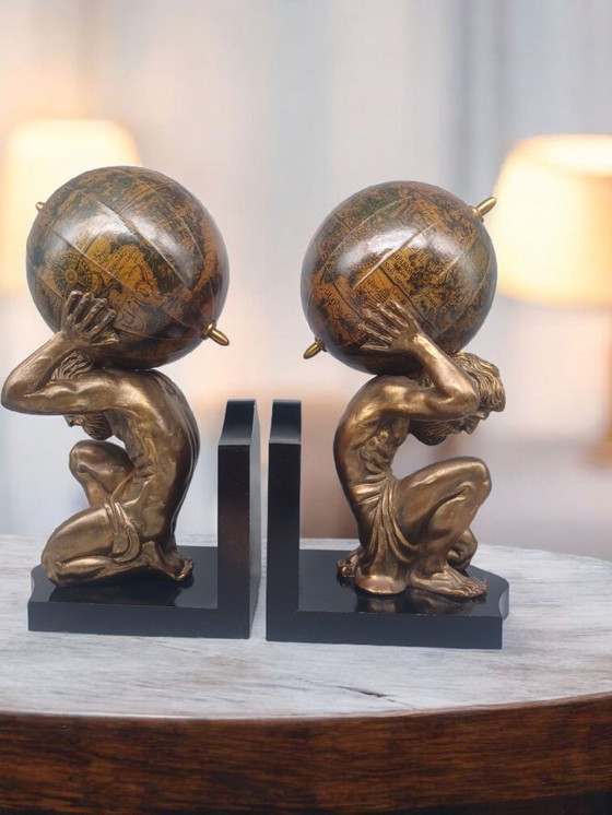 Image 1 of Pair of Titans Atlas bookends