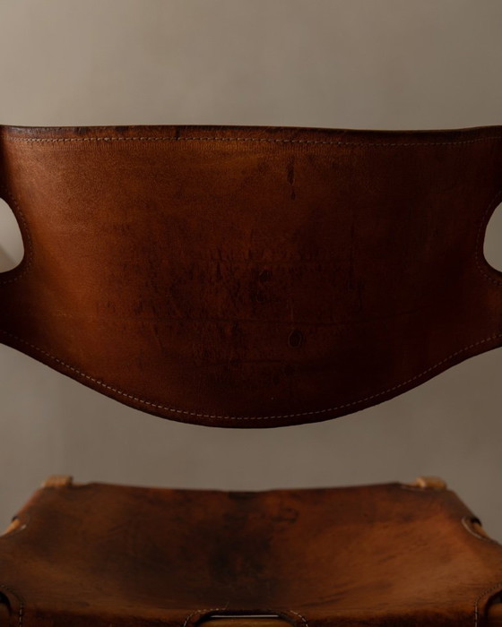 Image 1 of Vintage Maison Regain Elm & Cognac Leather Chair, France 1970s